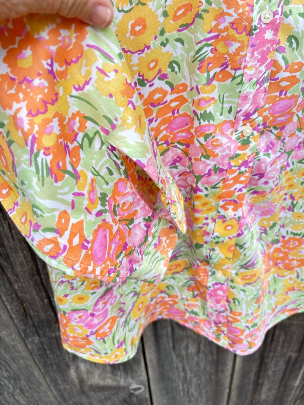 Ralph Lauren Floral Button-Up Blouse-Pink, Orange & Yellow 100% Cotton size XL - Picture 4 of 8
